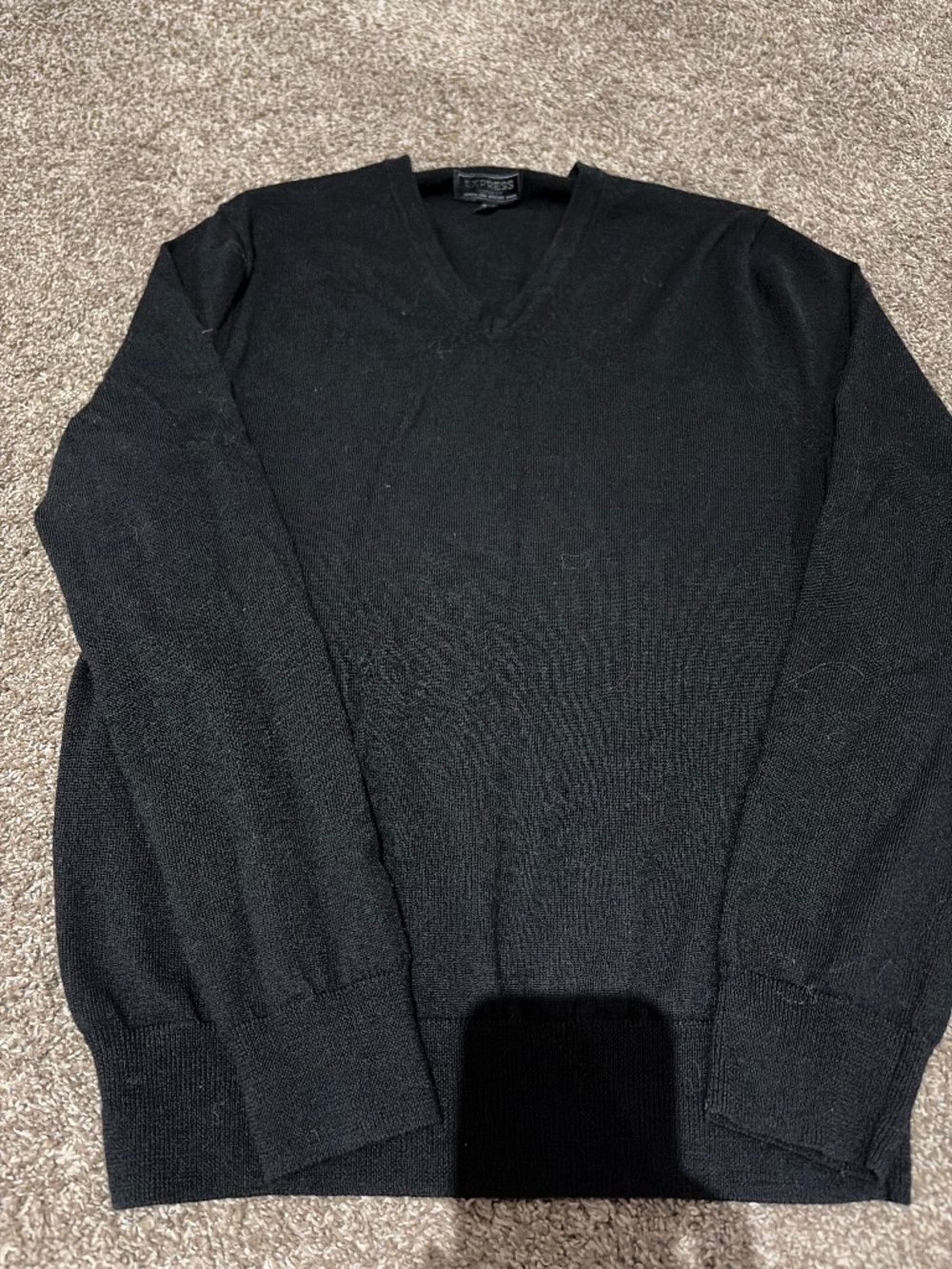 Express Black V Neck Merino Swearer